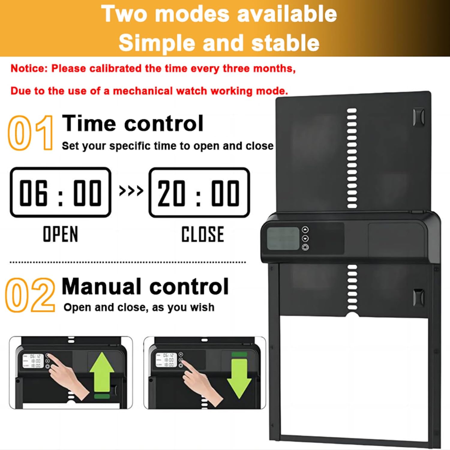 Automatic Chicken Coop Door with Timer & LCD Screen, Anti-Pinch Safety, Easy Battery Operation & Weatherproof for Outdoor Coops