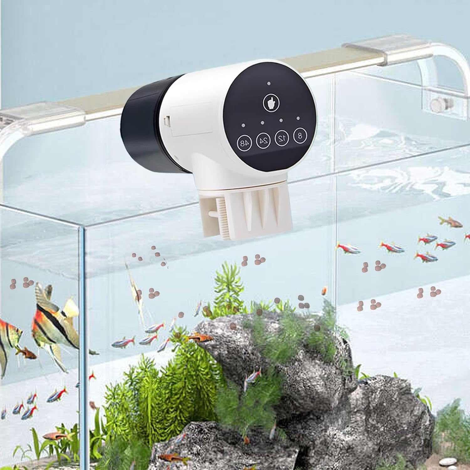 Automatic Fish Feeder with Timer, Moistureproof Dispenser & Rechargeable Feeding for Aquarium or Tank