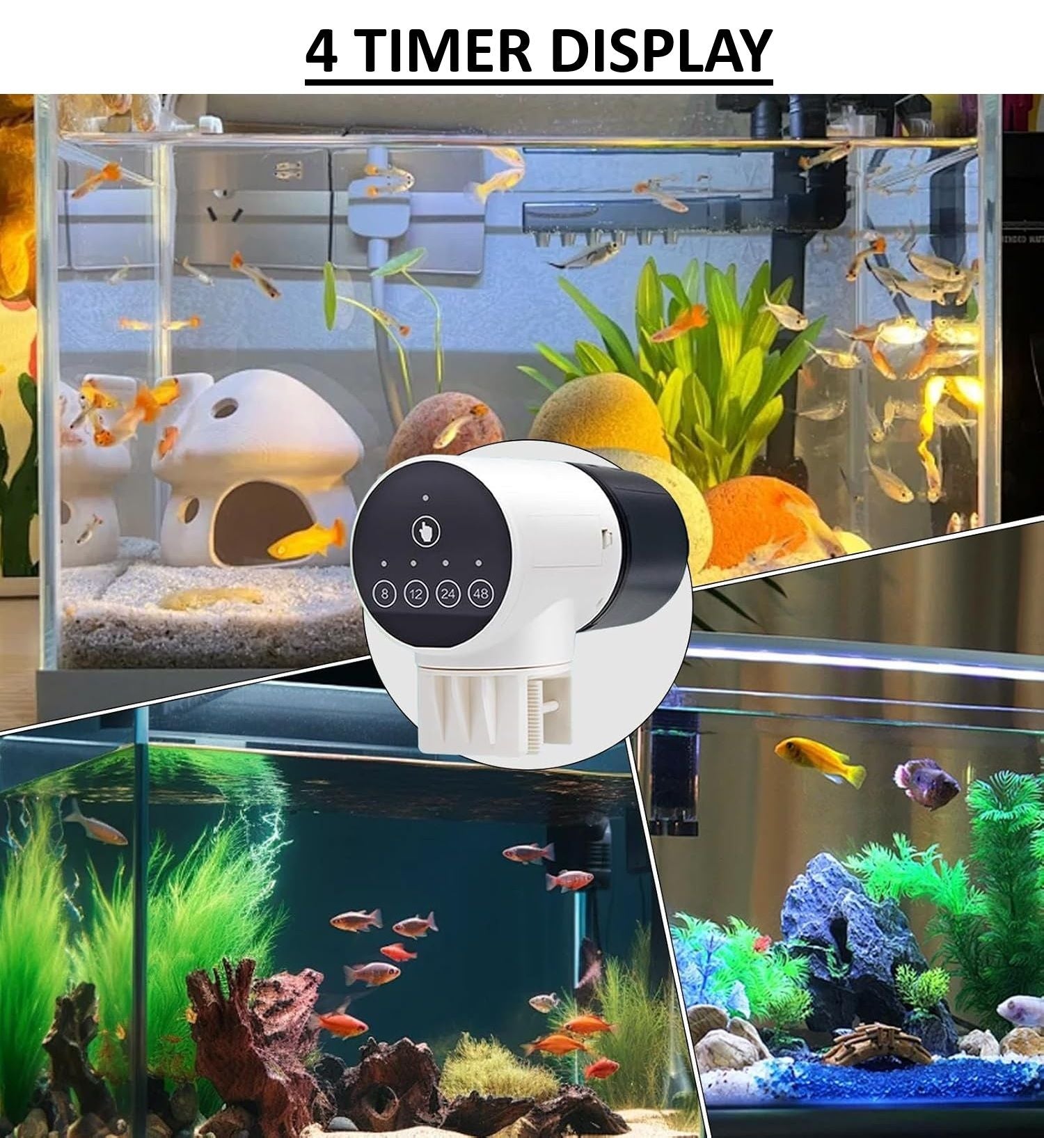 Automatic Fish Feeder with Timer, Moistureproof Dispenser & Rechargeable Feeding for Aquarium or Tank