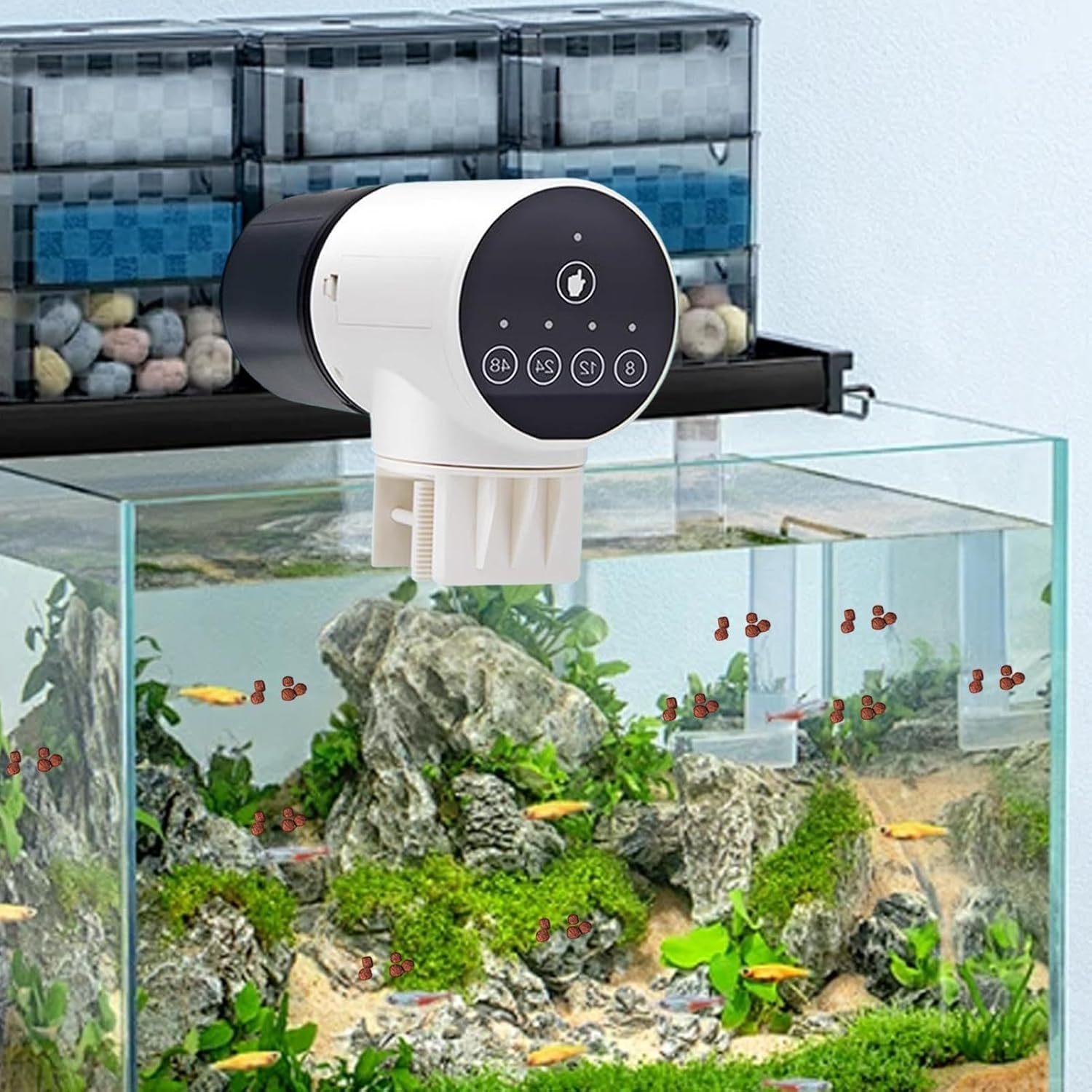 Automatic Fish Feeder with Timer, Moistureproof Dispenser & Rechargeable Feeding for Aquarium or Tank