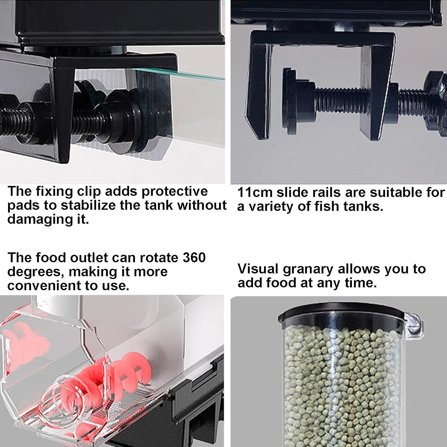 Automatic Fish Feeder with Timer, Moistureproof Dispenser & Rechargeable Feeding for Aquarium or Tank
