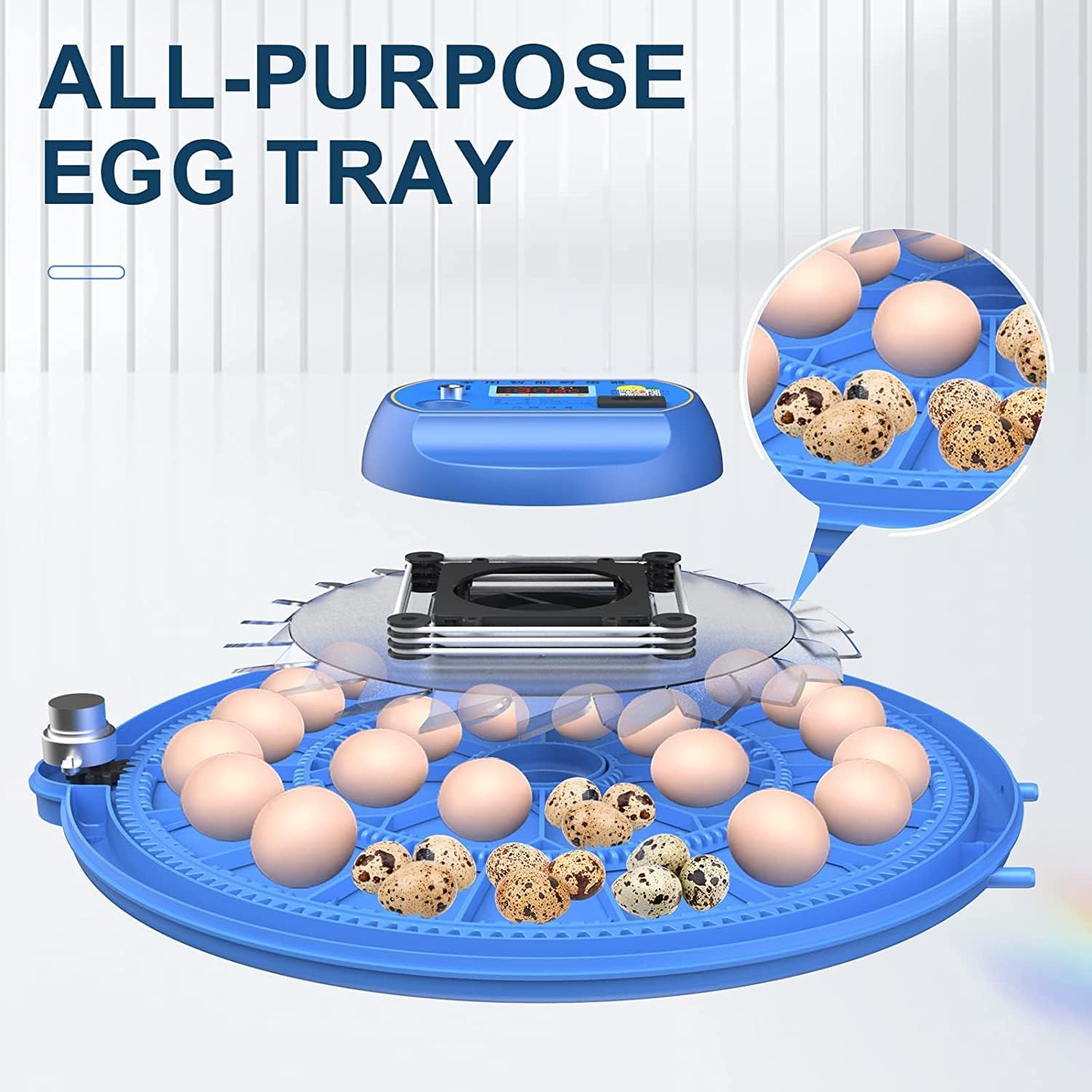 52 Egg Incubator with Automatic Turning, LED Display, Humidity & Temperature Control, Auto Water System & Built-in Egg Candler for Chicken, Duck, Quail, Goose