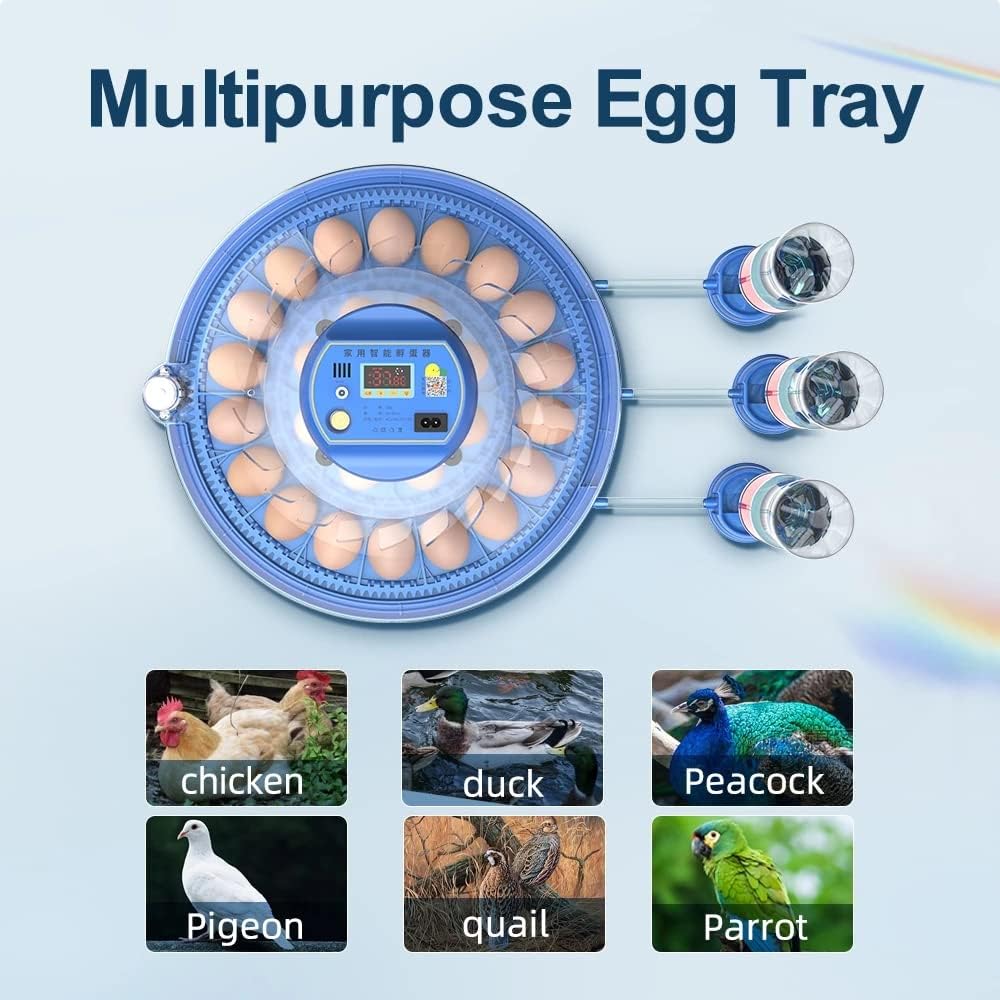 52 Egg Incubator with Automatic Turning, LED Display, Humidity & Temperature Control, Auto Water System & Built-in Egg Candler for Chicken, Duck, Quail, Goose