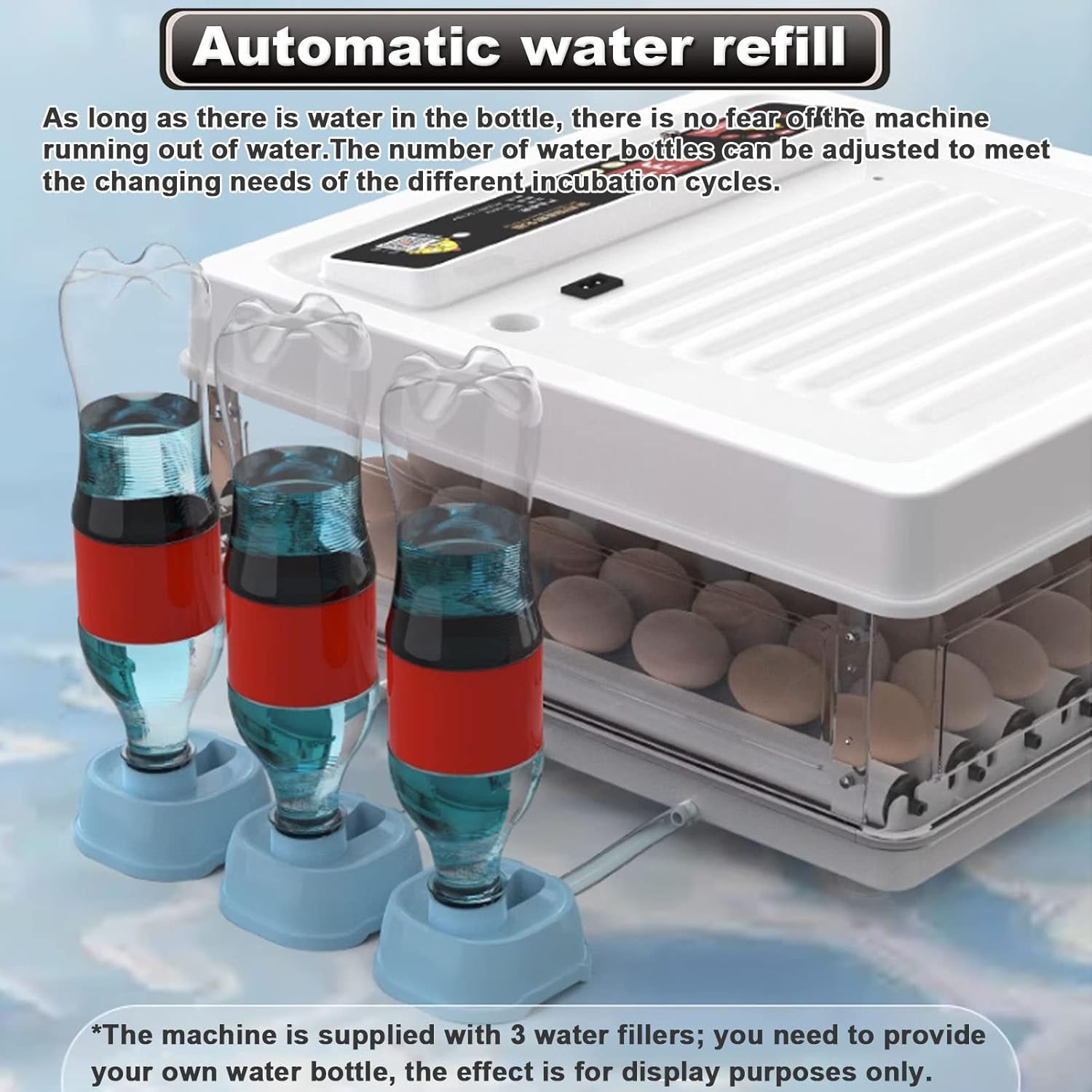 70 Egg Incubator with Automatic Turning, LED Display, Humidity & Temperature Control, Auto Water System & Built-in Egg Candler for Chicken, Duck, Quail, Goose