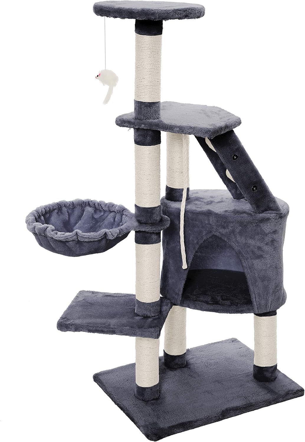120cm Cat Tree for Indoor Cats with Condo, Hammock & Plush Perchfor for Kittens & Adult Cats