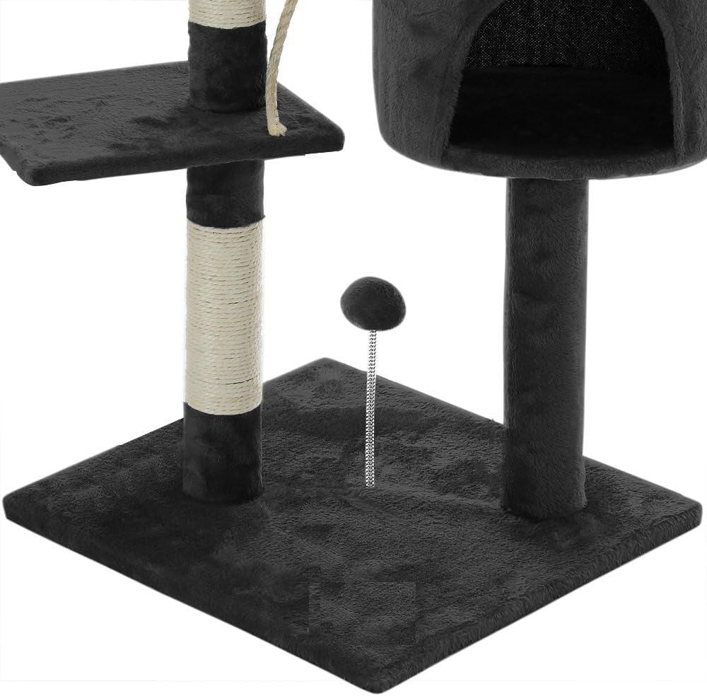 TGO 140cm Cat Tree for Indoor Cats with Plush Perch, Sisal Scratching Posts & Condo for Kittens & Adult Cats (Dark Grey)