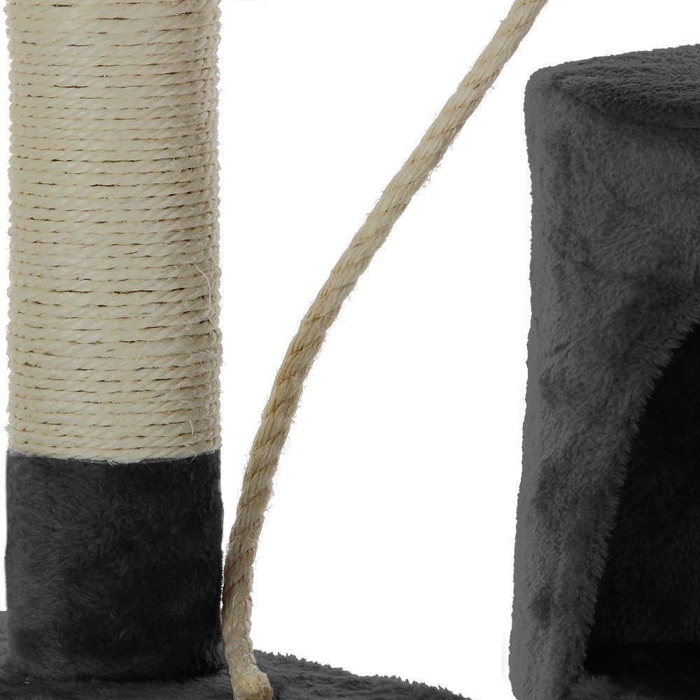 TGO 140cm Cat Tree for Indoor Cats with Plush Perch, Sisal Scratching Posts & Condo for Kittens & Adult Cats (Dark Grey)