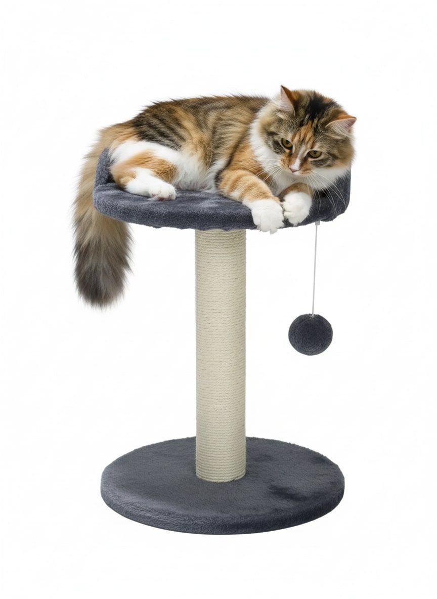 Cat Tree Tower for Indoor Cats with Plush Perch, Sisal Scratching Post & Hanging Ball Toy for Kittens or Small Breeds