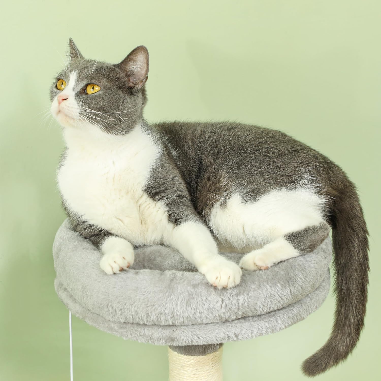 Large Cat Tree Tower for Indoor Cats with Plush Perch, Cat Condo, Natural Sisal Scratching Posts, Hanging Ball & Paw Scratcher
