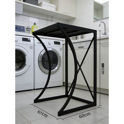 Portable Dryer Rack Heavy Duty Steel Capacity Black for Washer/Dryer/Mini Fridge
