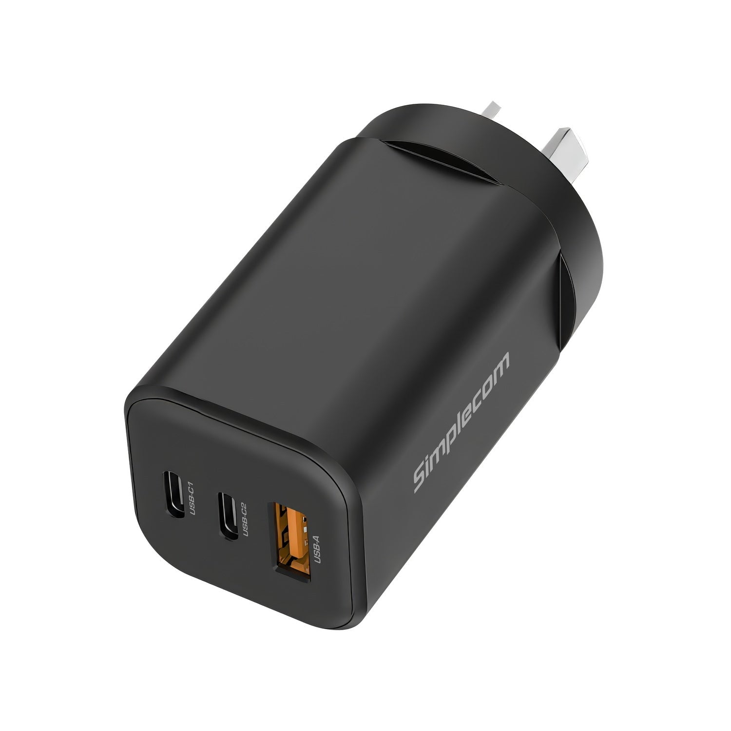 Simplecom CU365 3-Port PD 65W GaN Wall Charger Dual USB-C + USB-A for Phone Laptop