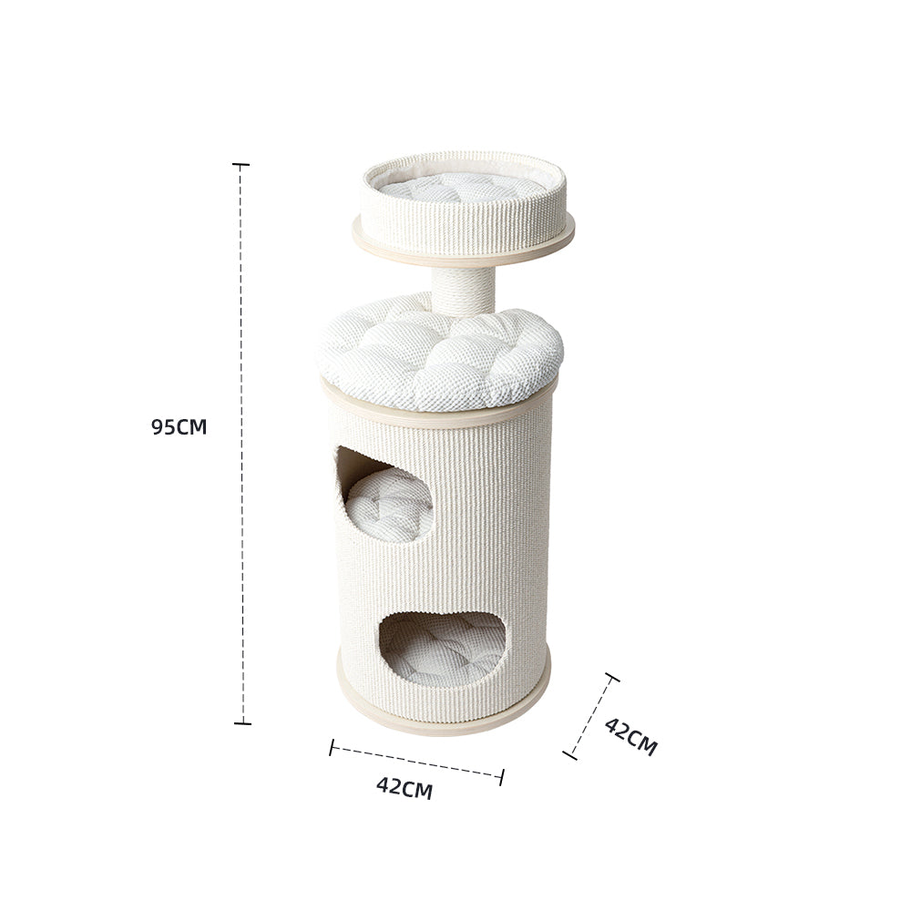 PURRING Multi-Level Sisal Barrel Cat Tower  - 95cm