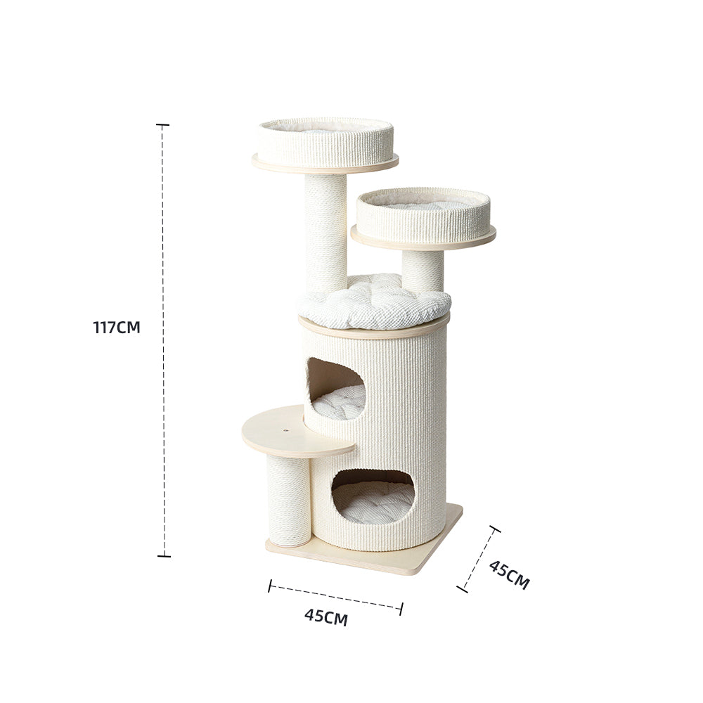 PURRING Multi-Level Sisal Barrel Cat Tower - PRO 117cm