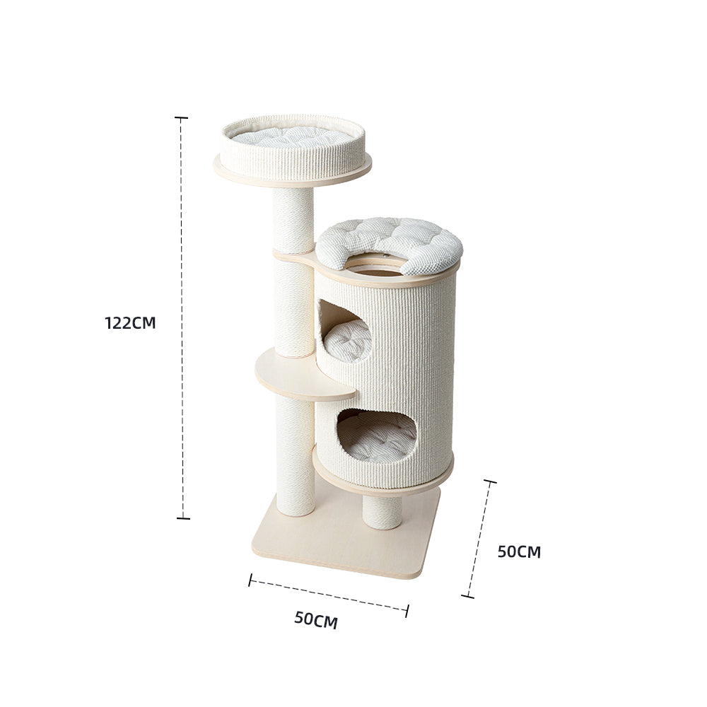 PURRING Plush & Sisal Barrel Cat Tower - 122cm