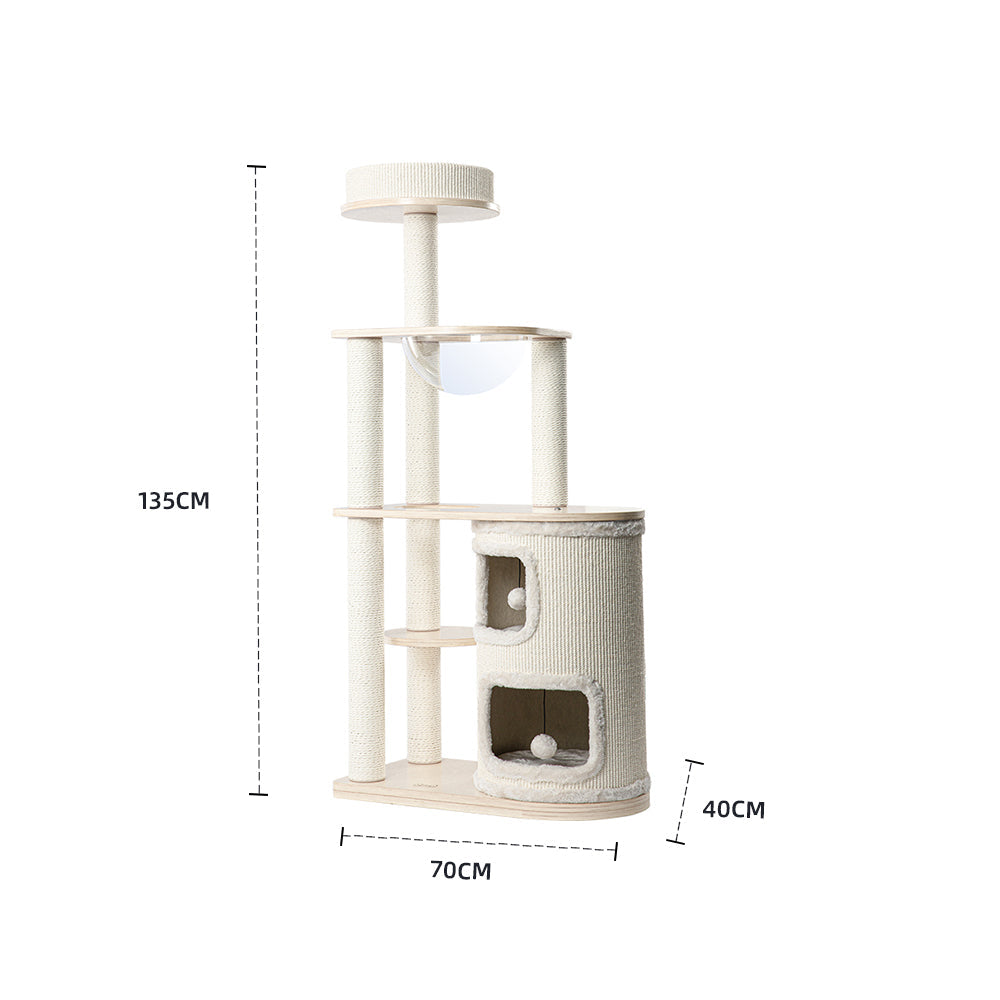 Fun Oasis Wood Cat Tree & Activity Barrel - 135cm