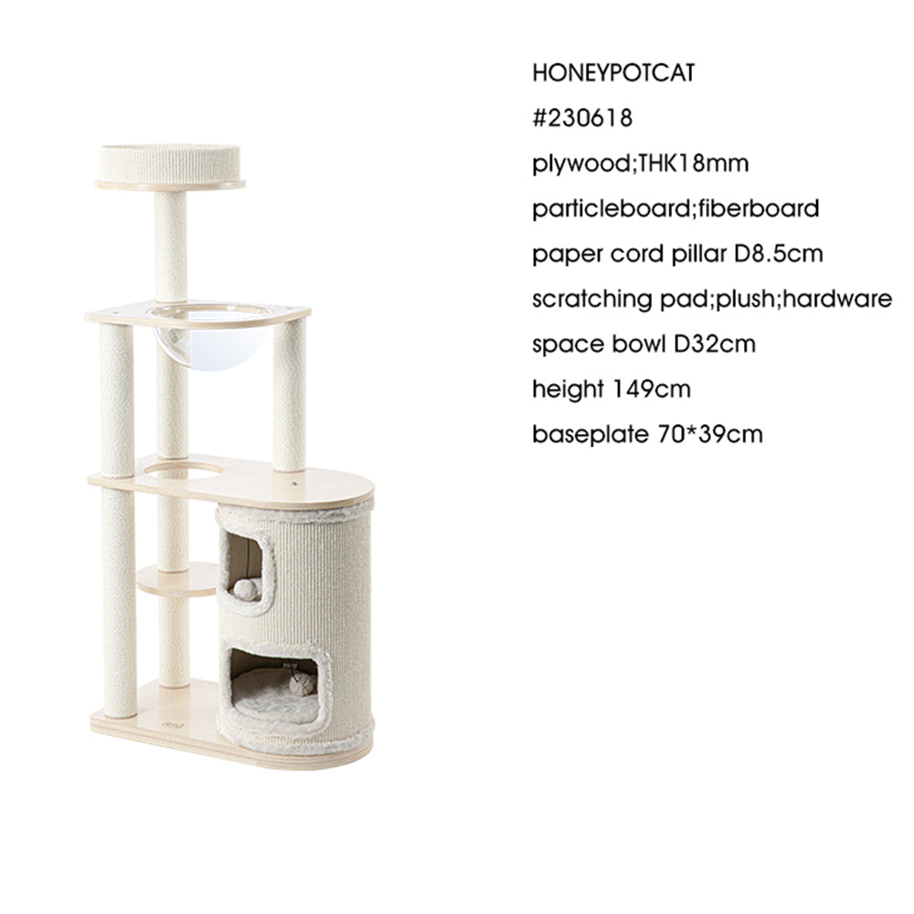 Fun Oasis Wood Cat Tree & Activity Barrel - 135cm