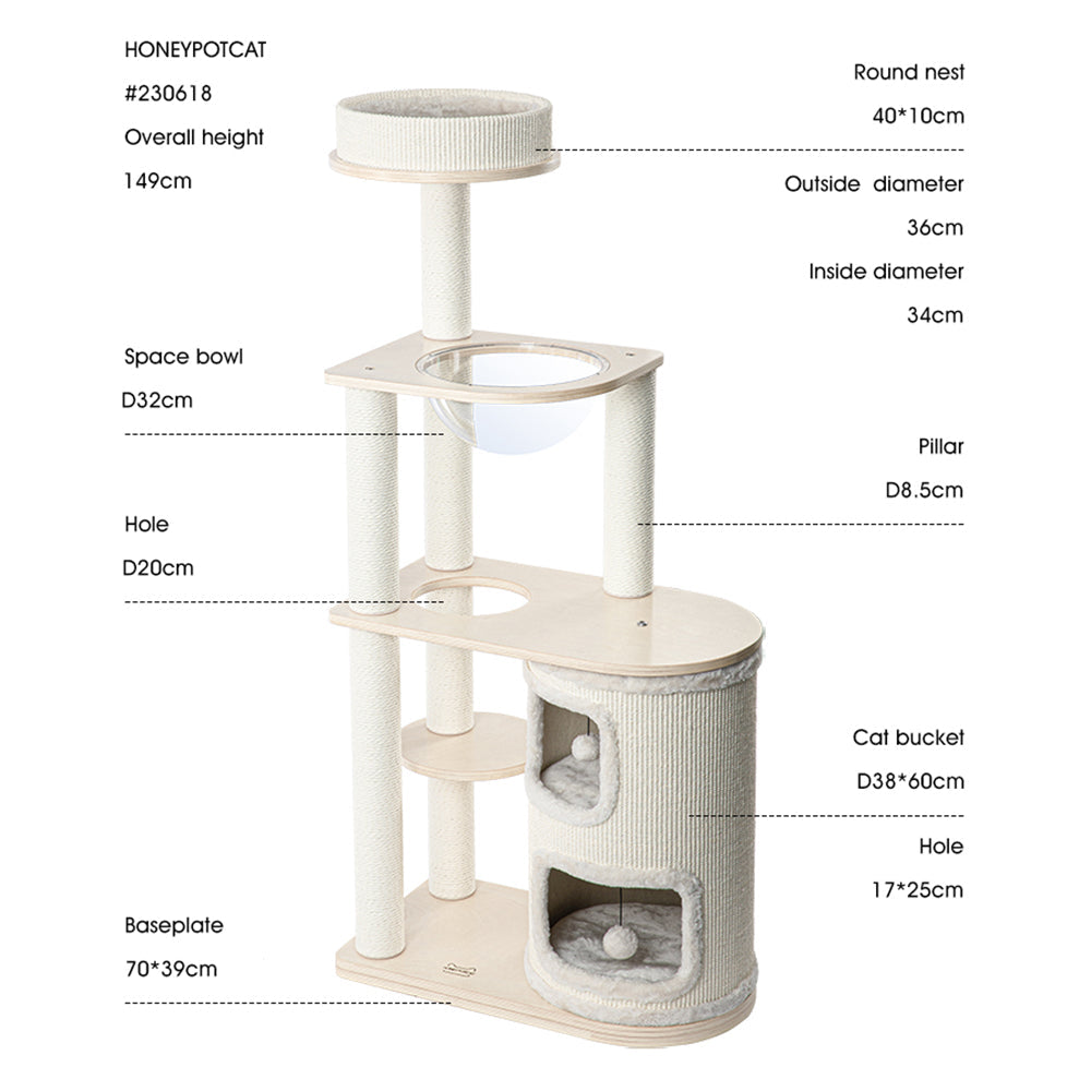 Fun Oasis Wood Cat Tree & Activity Barrel - 135cm