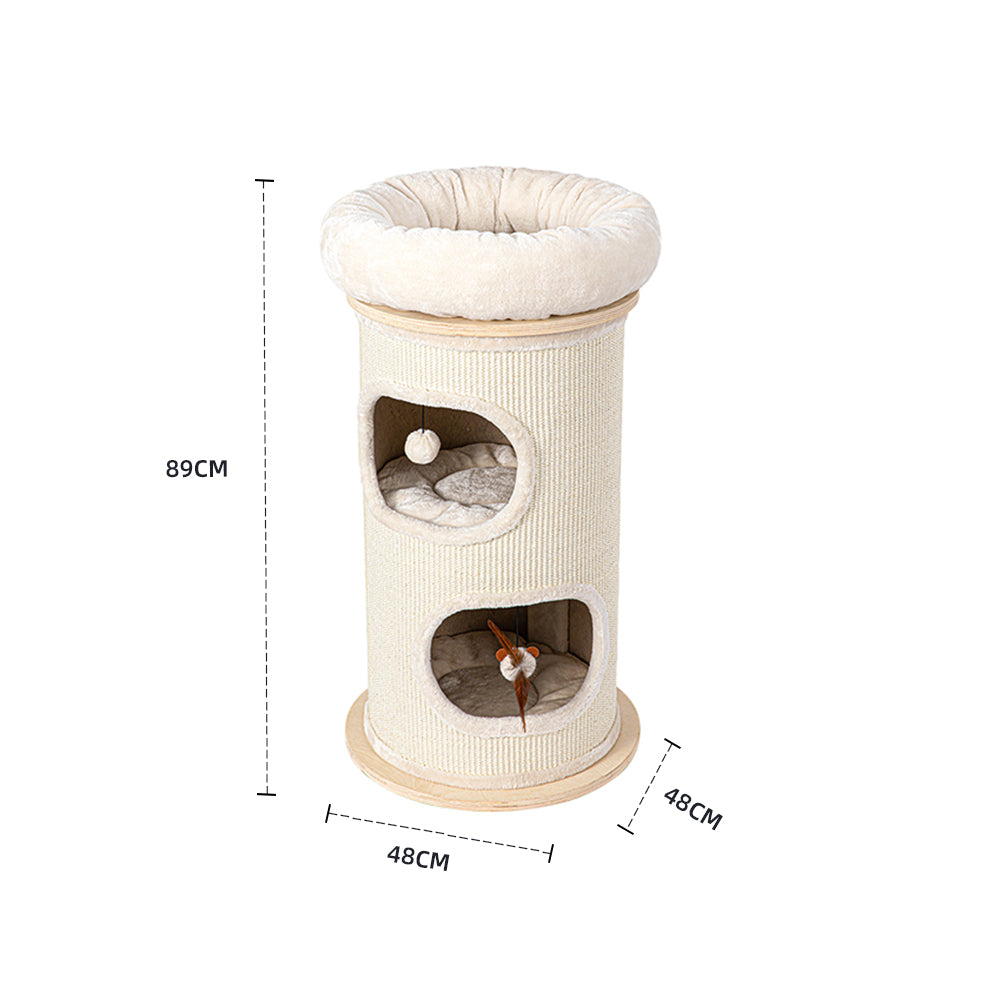 Cosy Sisal Barrel With Plush Top - Compact 89cm