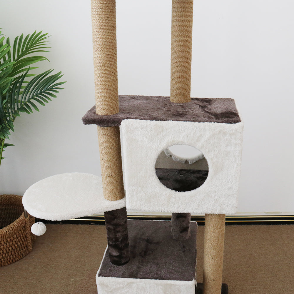 Deluxe Multi-Function Three-Level Dual Cat Scratching Tree 141cm