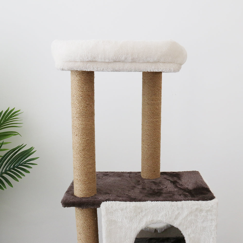 Deluxe Multi-Function Three-Level Dual Cat Scratching Tree 141cm
