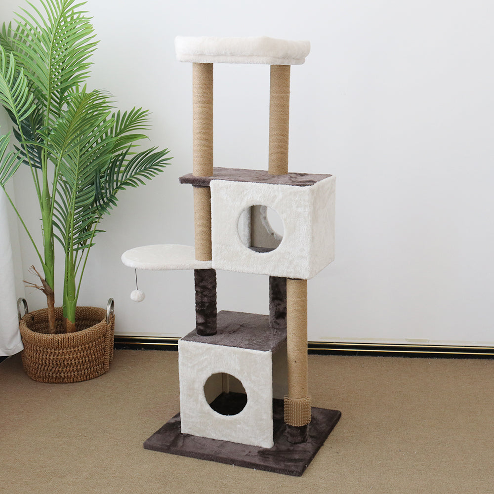 Deluxe Multi-Function Three-Level Dual Cat Scratching Tree 141cm