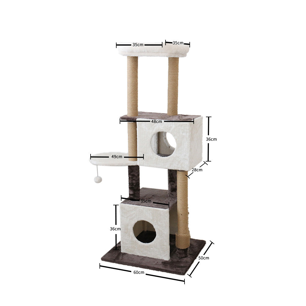 Deluxe Multi-Function Three-Level Dual Cat Scratching Tree 141cm