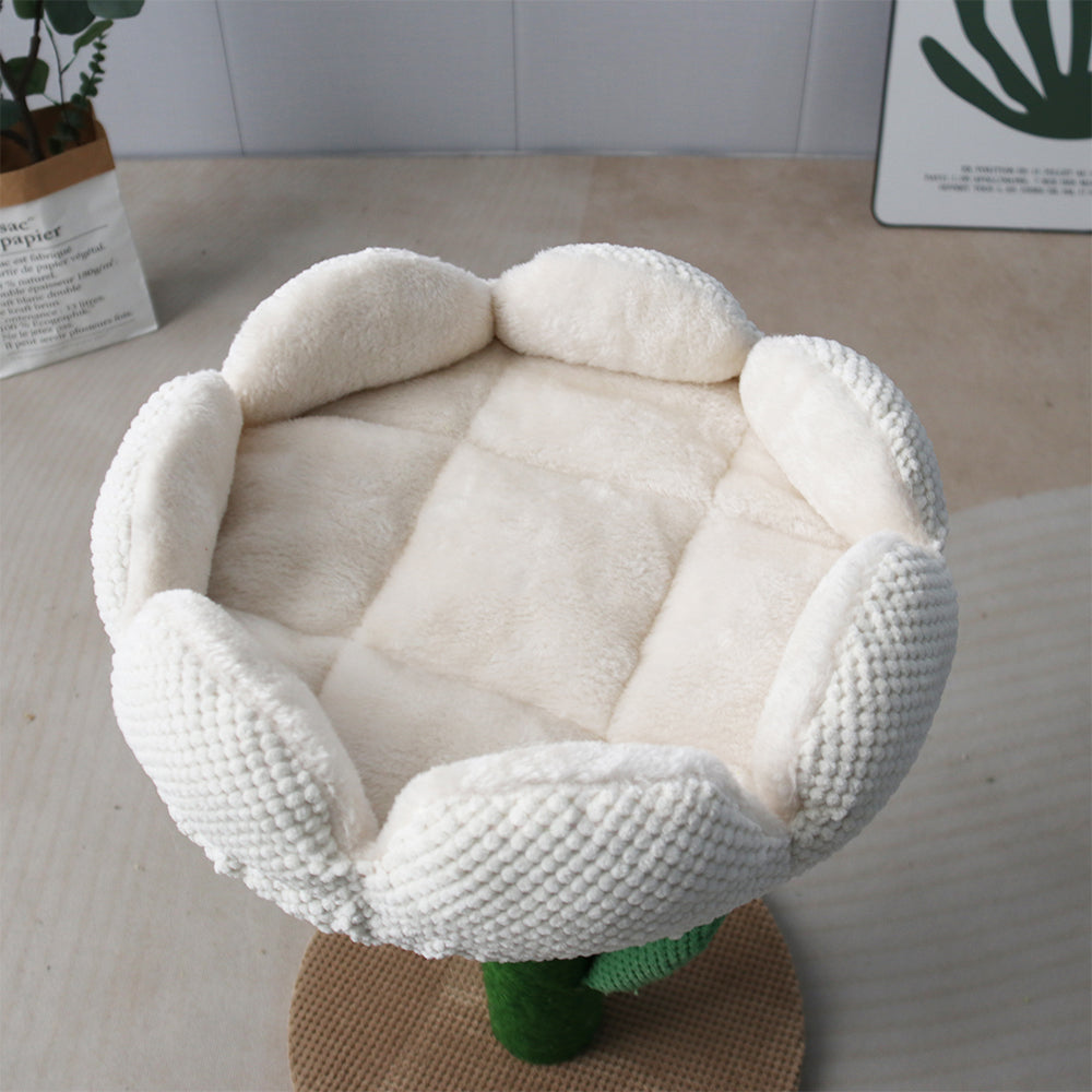 White Camelia Flower Cat Scratching Tree