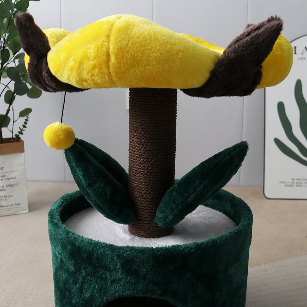 Bucket Cat House With Enchanted Flower Cat Tree