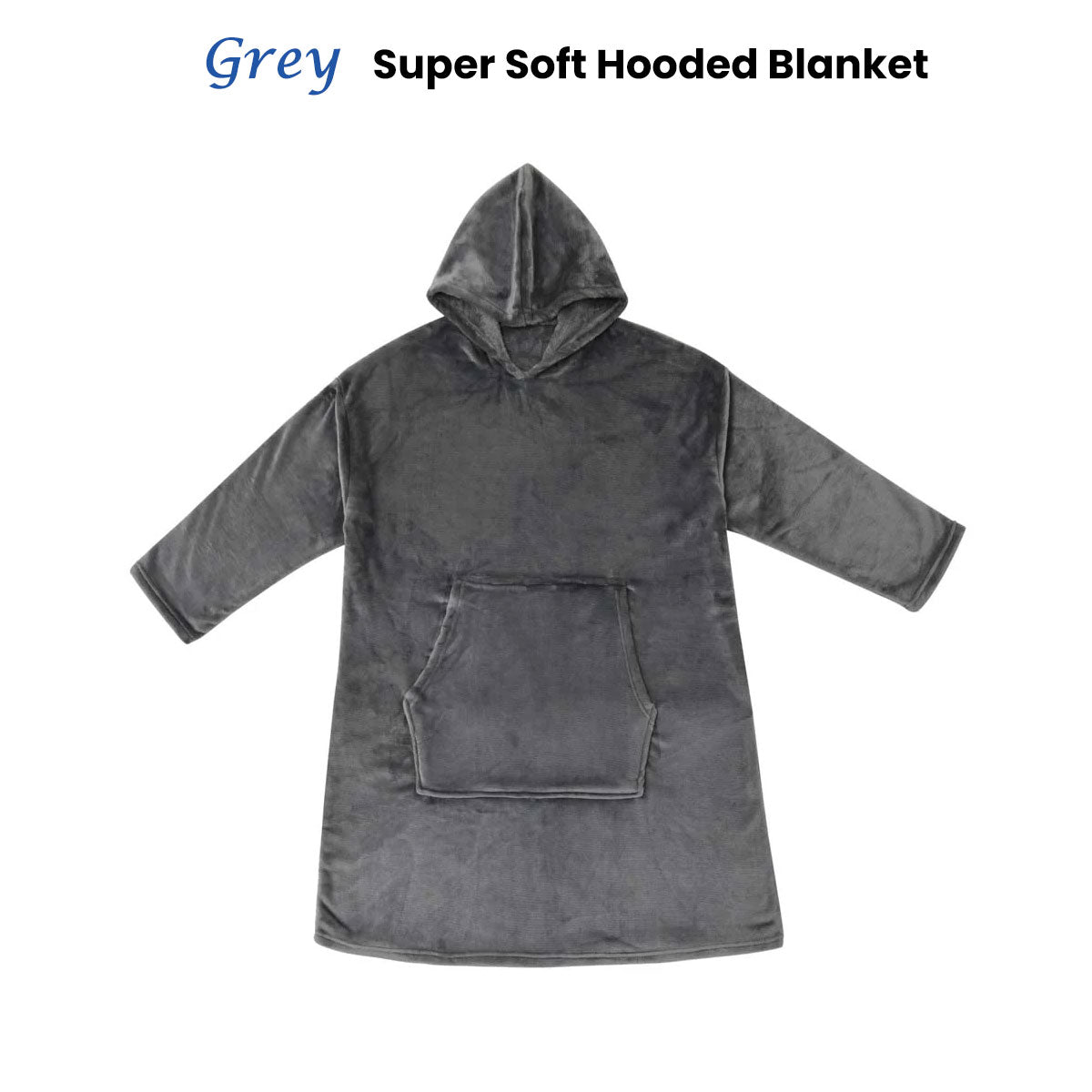 Grey Super Soft Hooded Blanket Extra Large