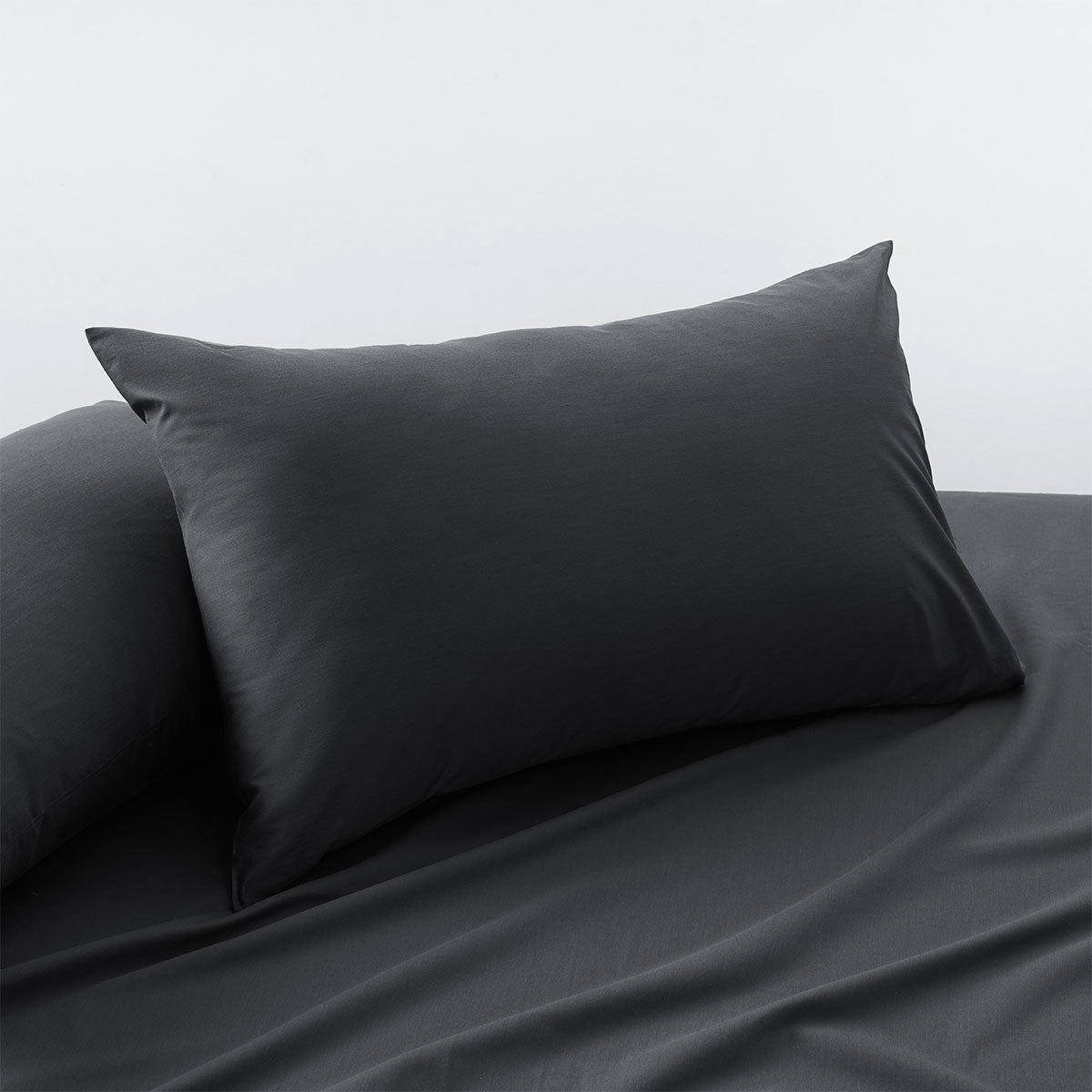 Charcoal 400TC Bamboo Cotton Pair of Standard Pillowcases 48 x 73 + 15cm