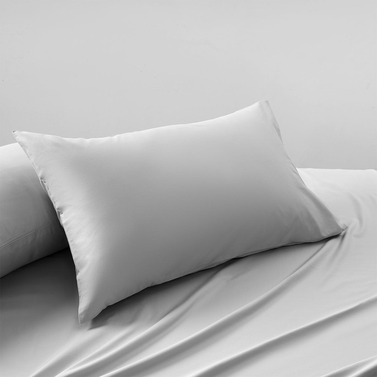 Grey 400TC Bamboo Cotton Pair of Standard Pillowcases 48 x 73 + 15cm