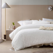 Vintage Design Homewares Parquet White Polyester Cotton Quilt Cover Set Double