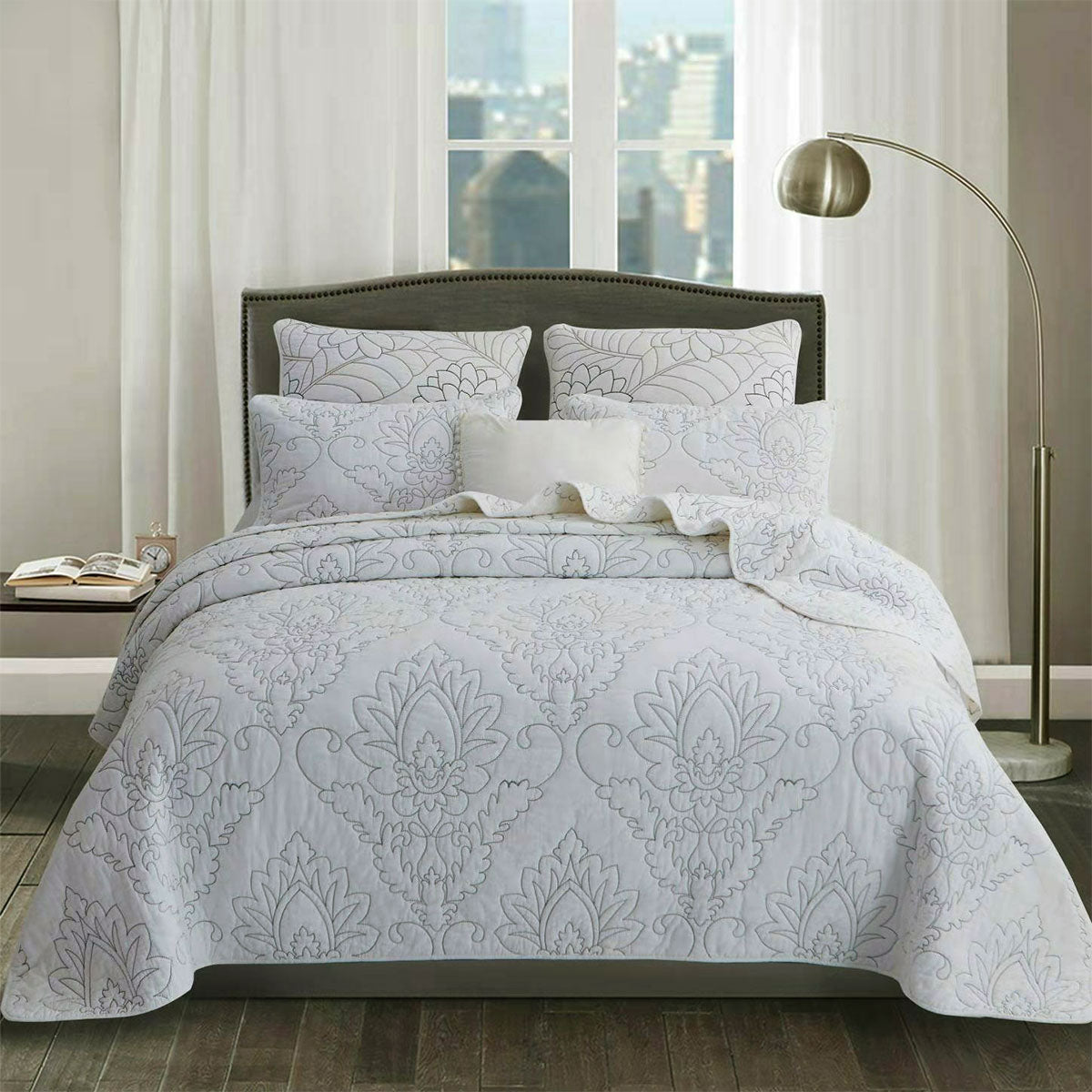 100% Cotton Coverlet Set Majestic White King