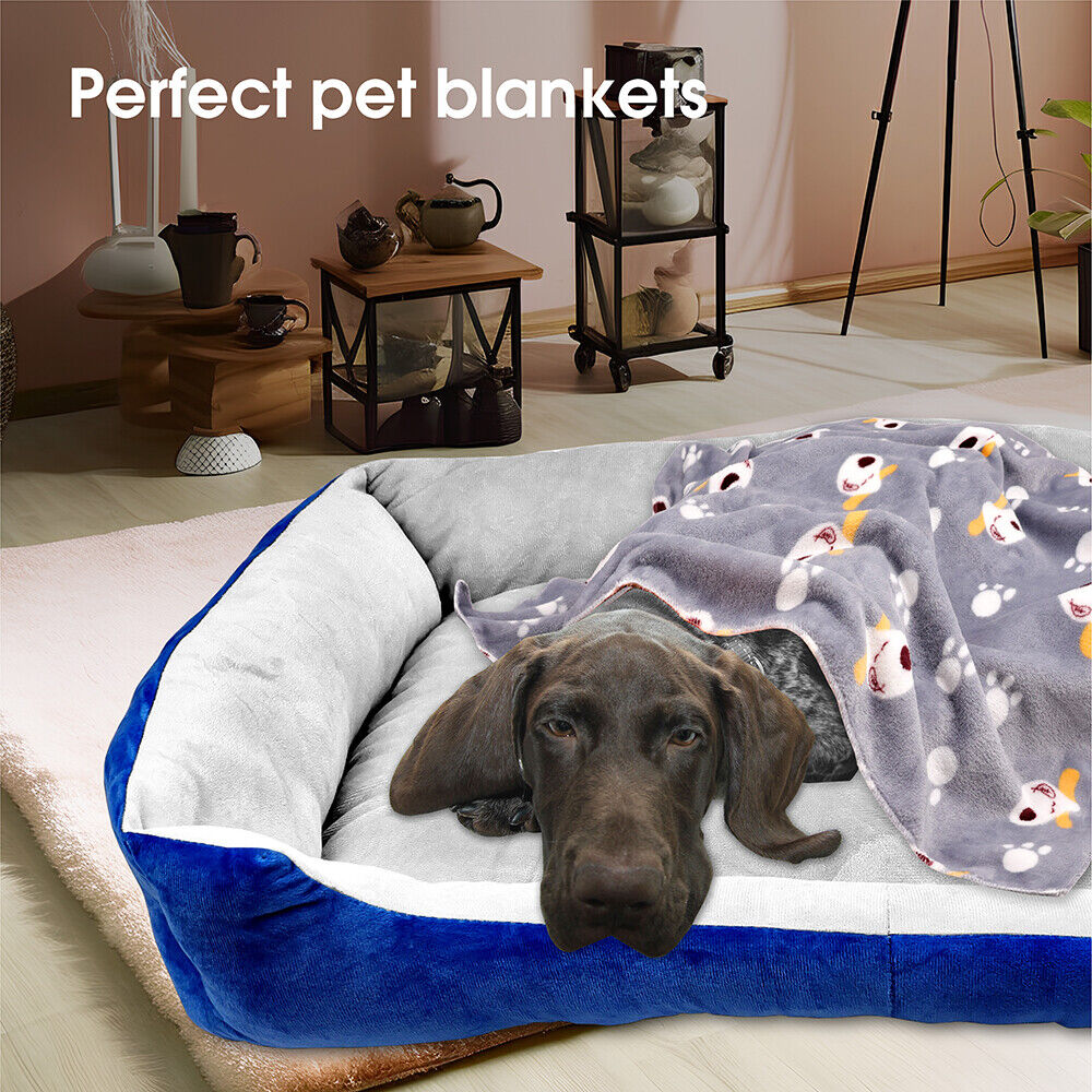 Navy Dog Bed Pet Cat Calming Floor Mat Sleeping Cave Washable Extra Large