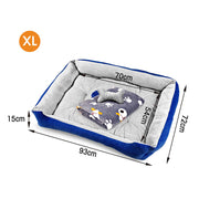 Navy Dog Bed Pet Cat Calming Floor Mat Sleeping Cave Washable Extra Large