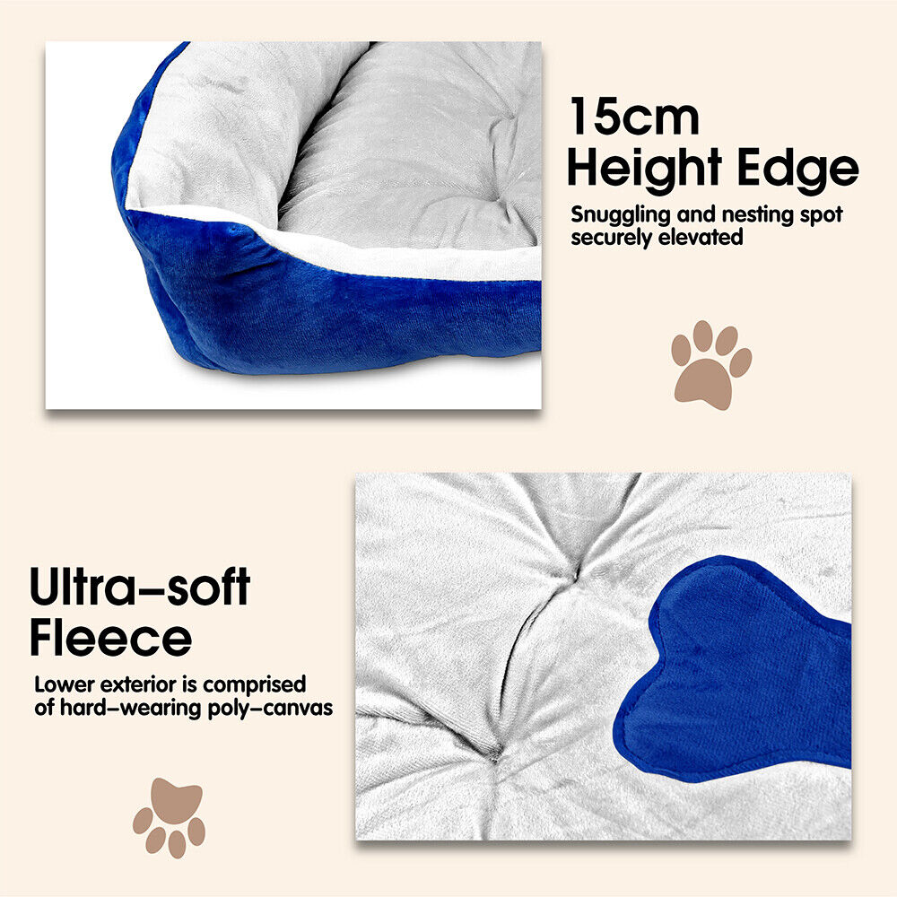 Navy Dog Bed Pet Cat Calming Floor Mat Sleeping Cave Washable Extra Large