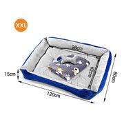 Navy Dog Bed Pet Cat Calming Floor Mat Sleeping Cave Washable Extra Large