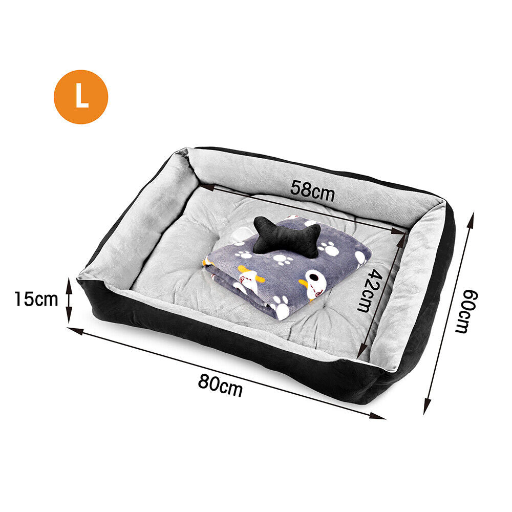 Navy Dog Bed Pet Cat Calming Floor Mat Sleeping Cave Washable Extra Large