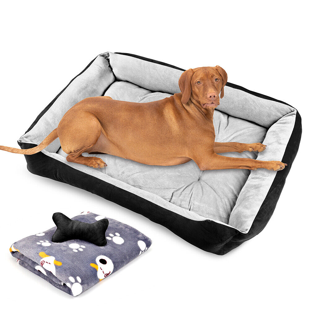 Navy Dog Bed Pet Cat Calming Floor Mat Sleeping Cave Washable Extra Large