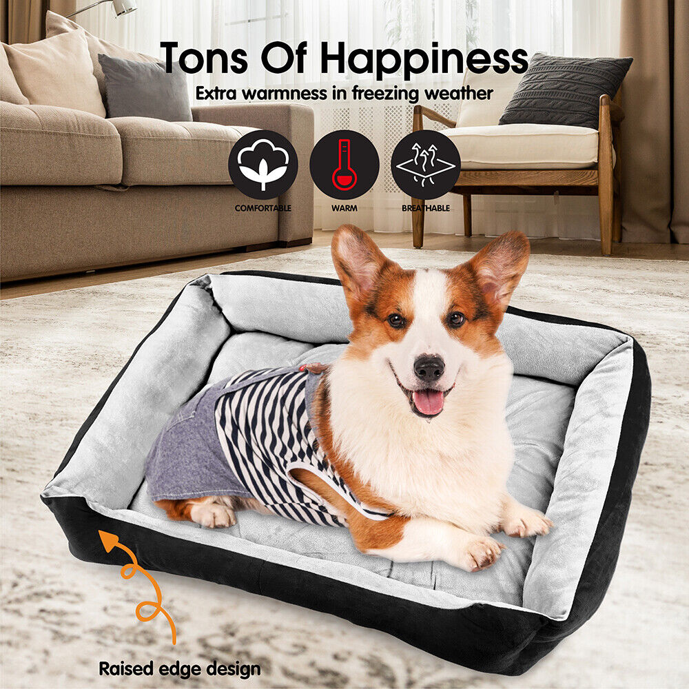 Navy Dog Bed Pet Cat Calming Floor Mat Sleeping Cave Washable Extra Large