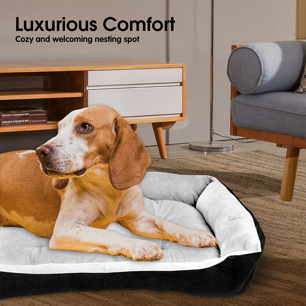 Navy Dog Bed Pet Cat Calming Floor Mat Sleeping Cave Washable Extra Large