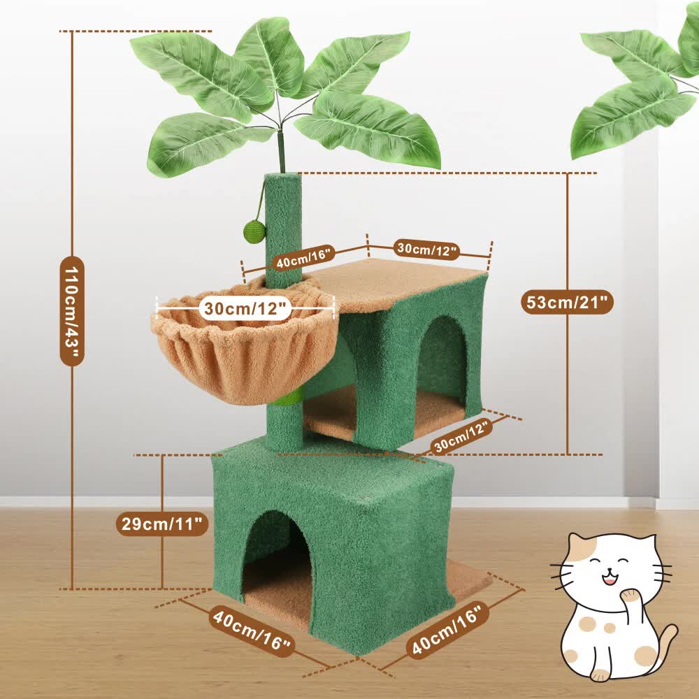 1.1M Cat Tree Scratching Post Palm Tree Cat Post Dangling Balls Cat Toy