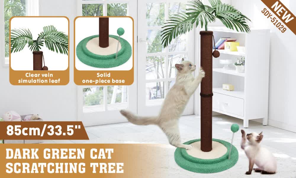 Cat Tree Scratching Post Large Palm Tree Cat Post Dangling Balls Cat Toy