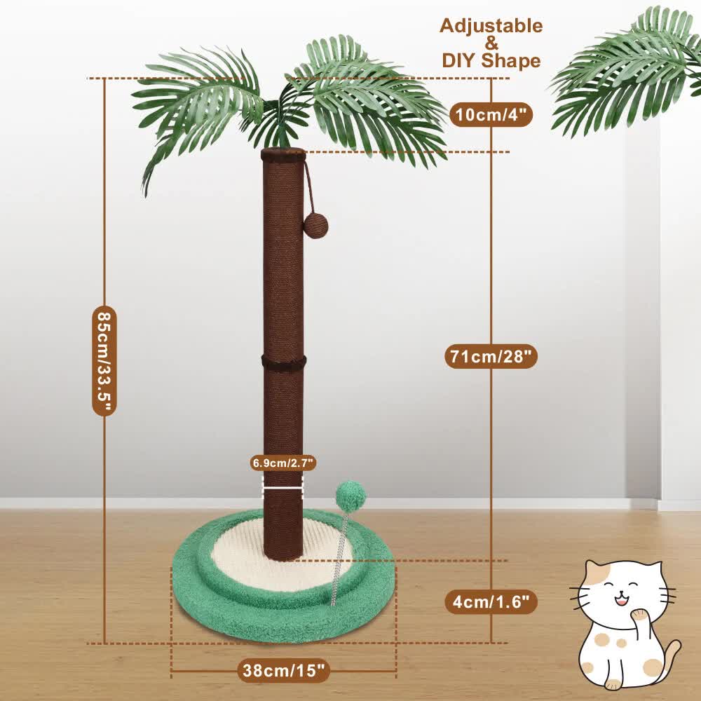 Cat Tree Scratching Post Large Palm Tree Cat Post Dangling Balls Cat Toy