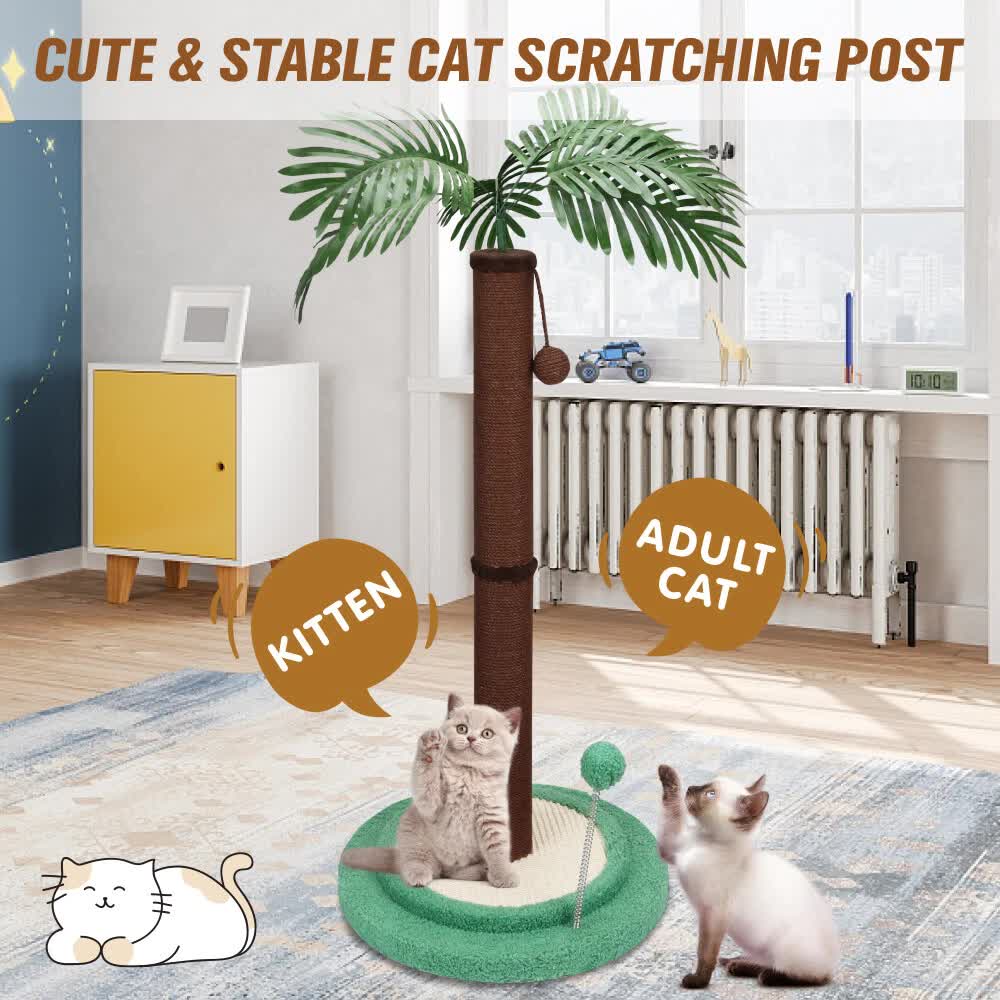 Cat Tree Scratching Post Large Palm Tree Cat Post Dangling Balls Cat Toy