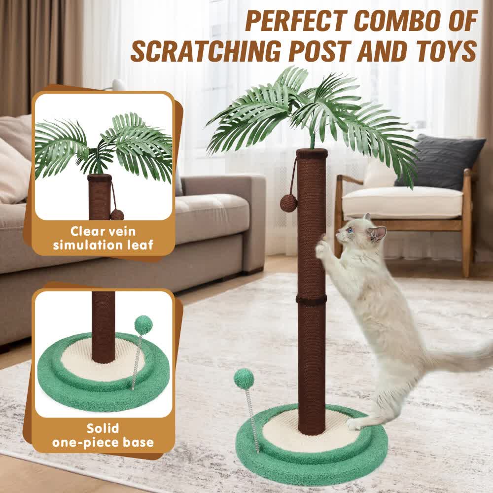 Cat Tree Scratching Post Large Palm Tree Cat Post Dangling Balls Cat Toy