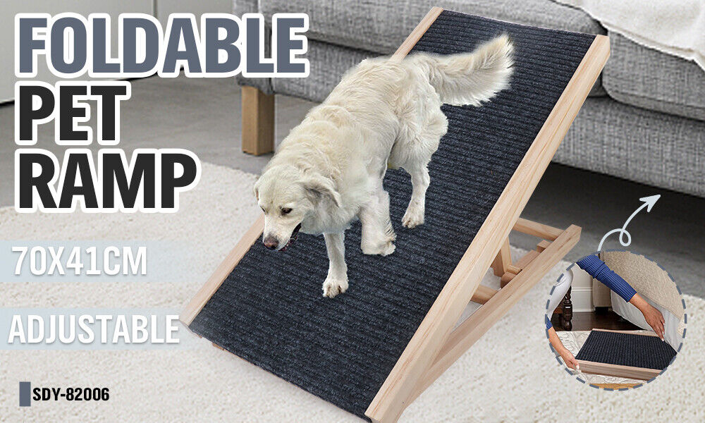 70cm Foldable Dog Pet Ramp Adjustable Height Dogs Stairs For Bed Sofa