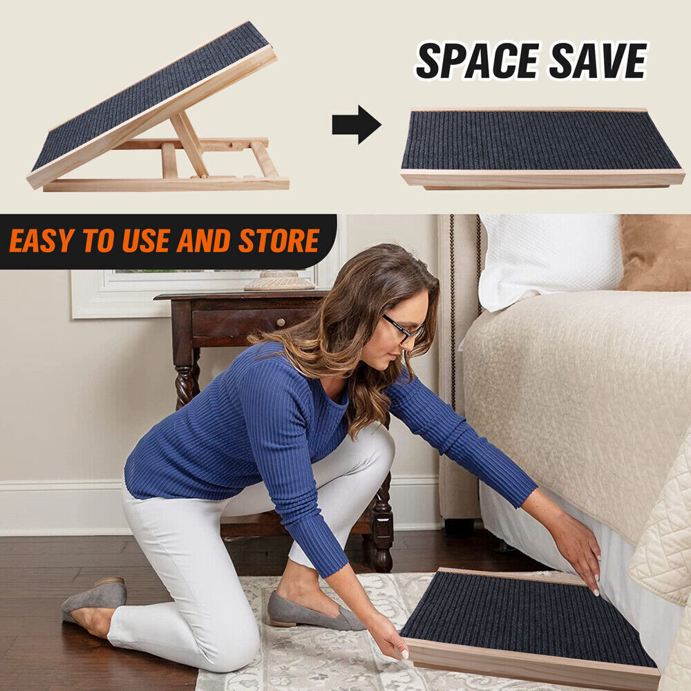70cm Foldable Dog Pet Ramp Adjustable Height Dogs Stairs For Bed Sofa