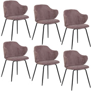 Set of 6 Dining Chairs with Corduroy Cord Fabric in Pink
