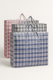 48x Large Stripe Bag Packing Storage Strip Zip Shopping Travel Check House Moving 78cm x 90cm x 25cm